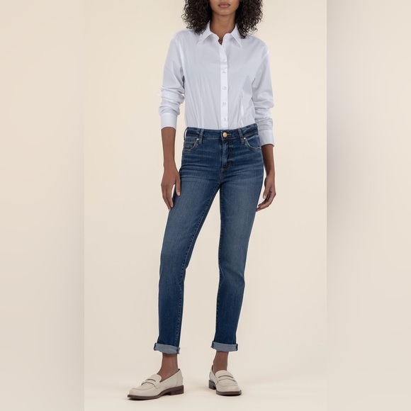 NWT Kut from the Kloth Catherine Mid Rise Boyfriend Jeans in Stretch Denim, 16. - Picture 1 of 15